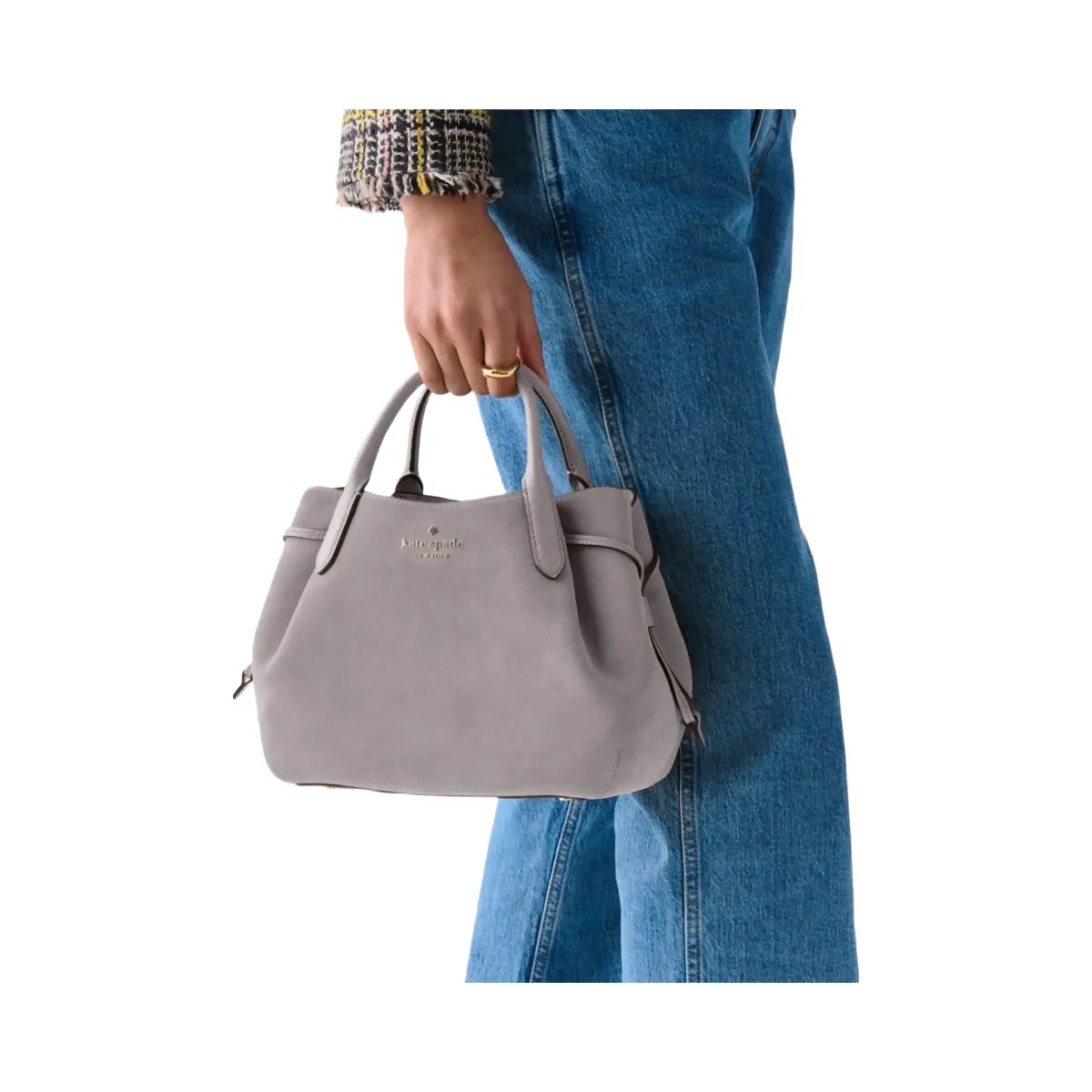 Kate Spade Dumpling Suede Small Satchel Hare Grey - HypeFly India View 2