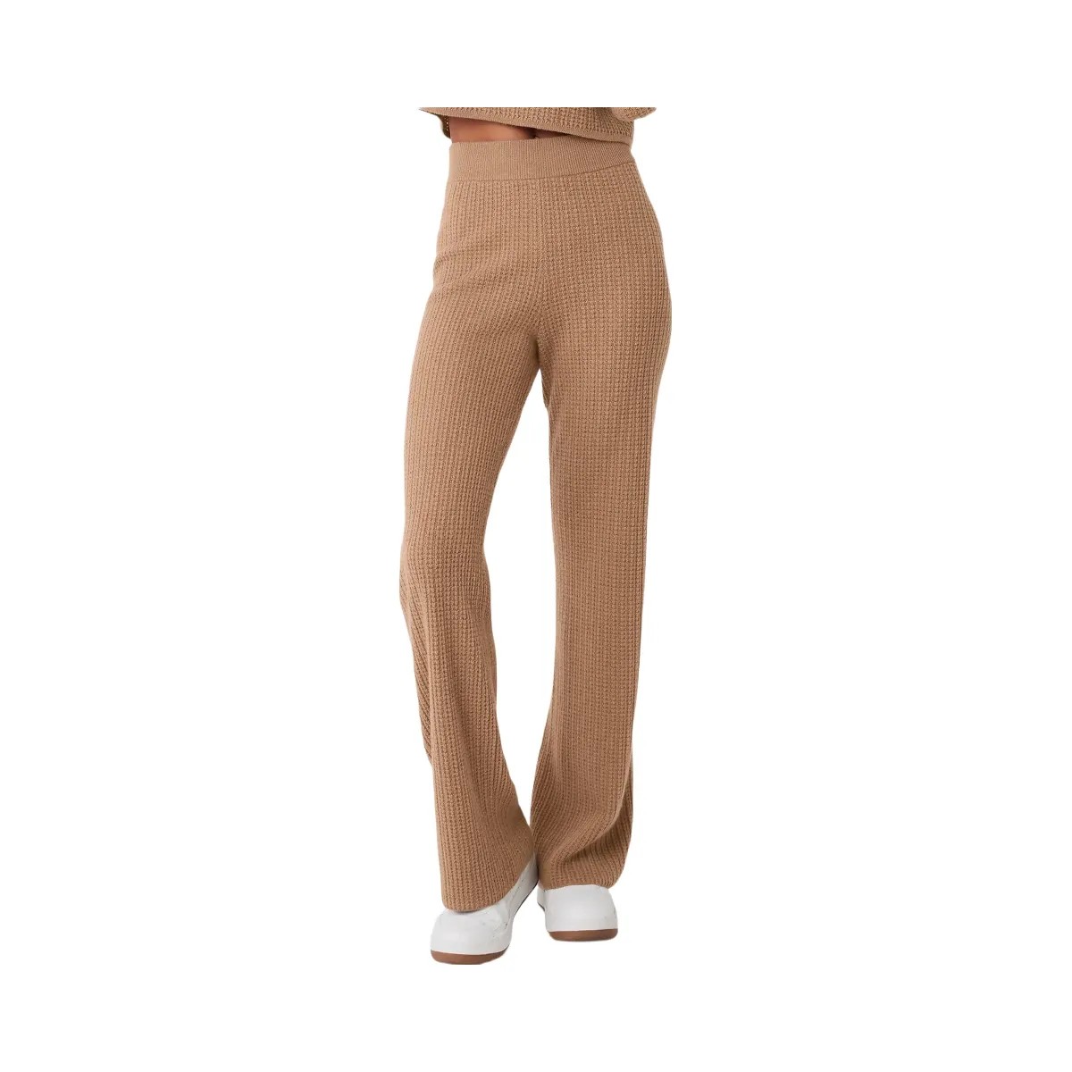 Alo Women's Cashmere High-Waist Plush Waffle Pant - Toasted Almond - HypeFly India View 1