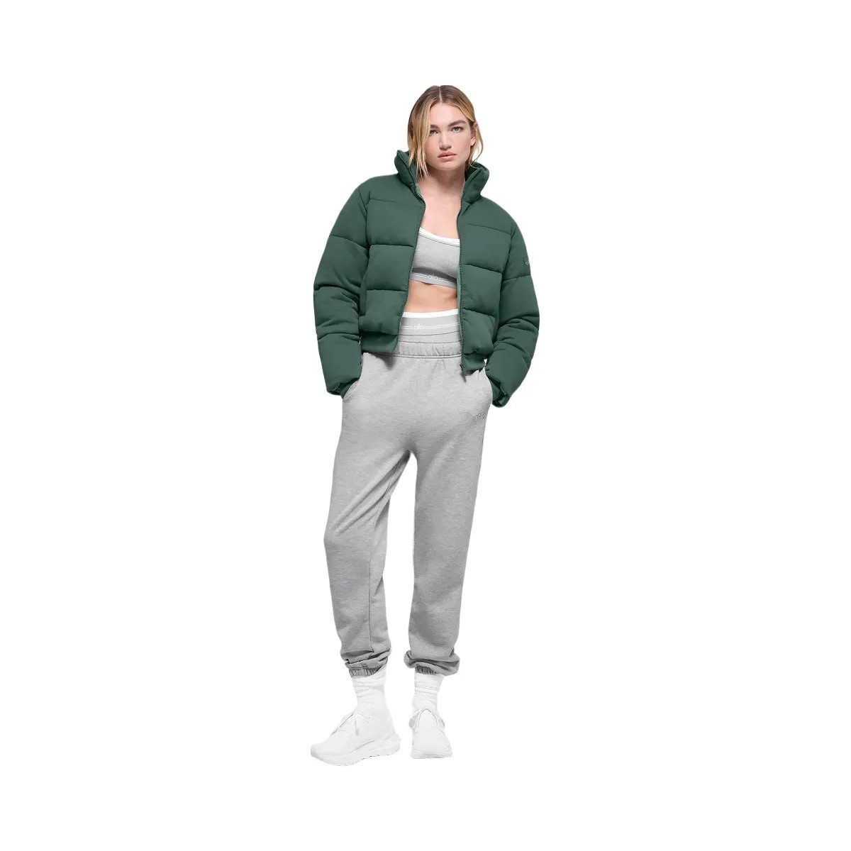 Alo Women's Sweatshirt Puffer - Clover Green - HypeFly India View 4