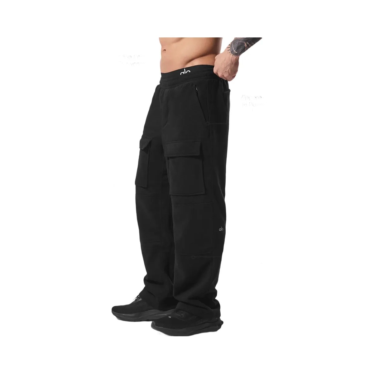 Alo Men's Polar Fleece Ridge Cargo Pants - Black - HypeFly India View 2