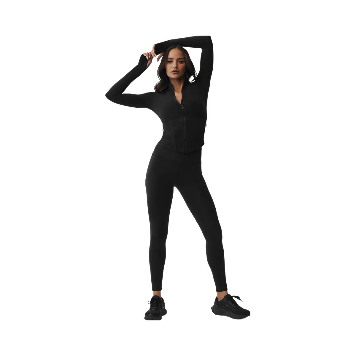 Alo Women's Airbrush Corset Full Zip Jacket - Black - HypeFly India View 1