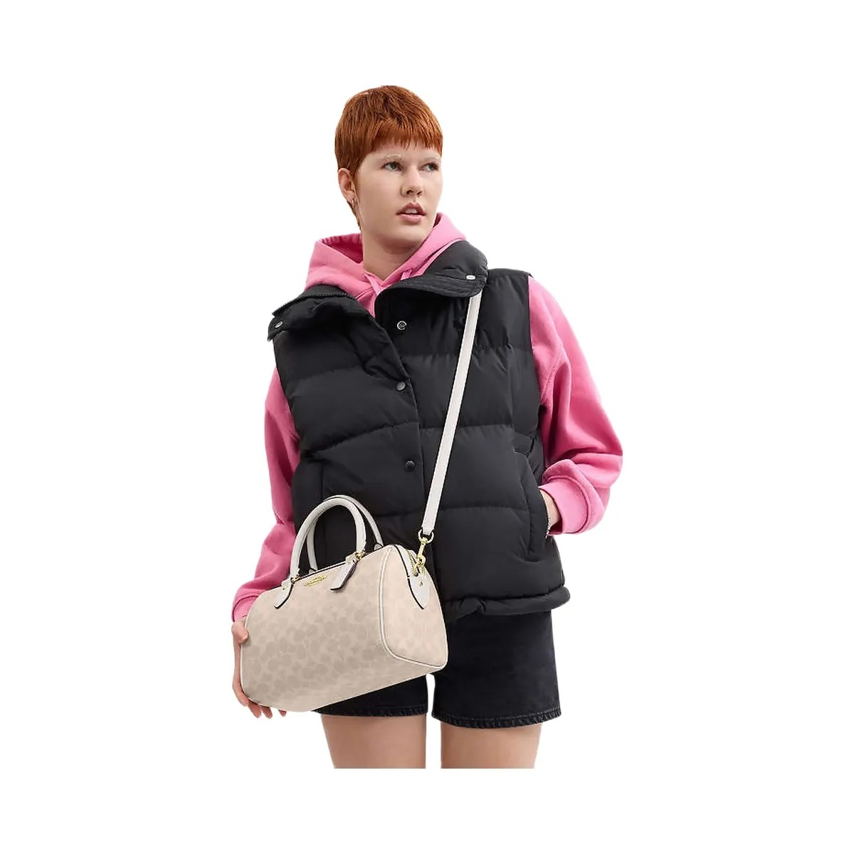 Coach Rowan Satchel Bag In Signature Canvas Signature Canvas-Gold-Sand-Chalk - HypeFly India View 3