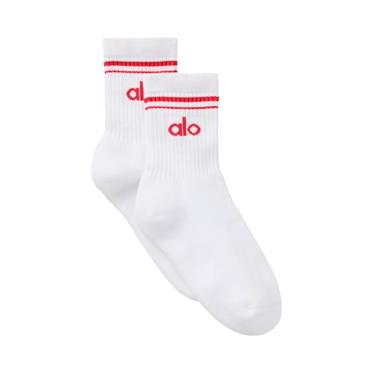 Alo Unisex Half-Crew Throwback Sock - White/Bright Red - HypeFly India View 1