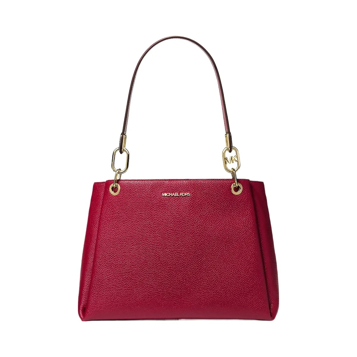 Michael Kors Trisha Large Pebbled Leather Shoulder Bag Cherry - HypeFly India View 1