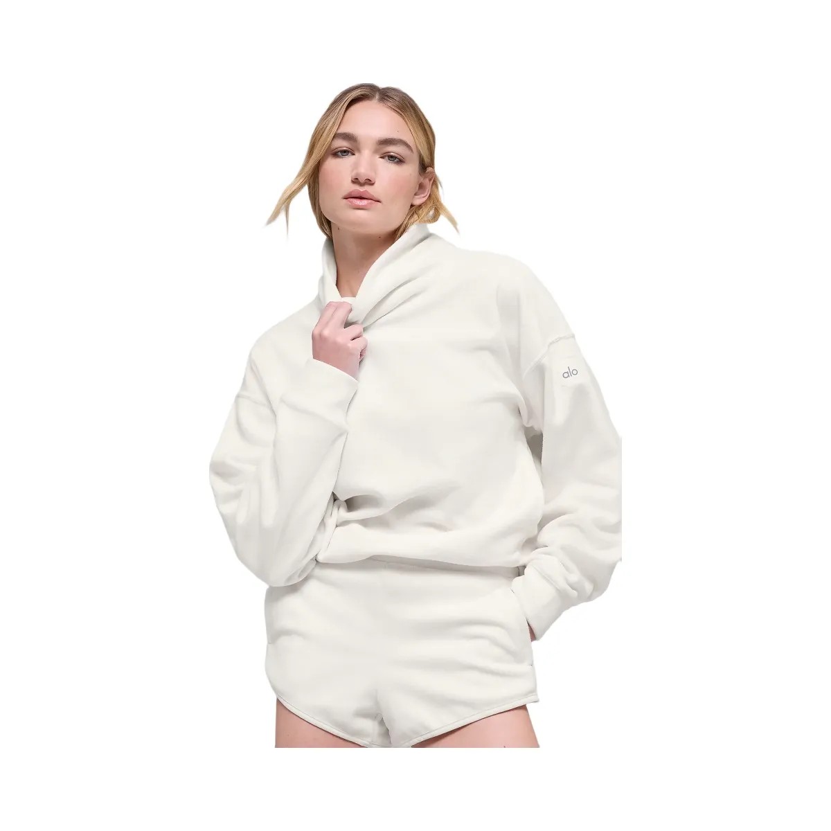 Alo Women's Polar Fleece Hazy Pullover - Ivory - HypeFly India View 1