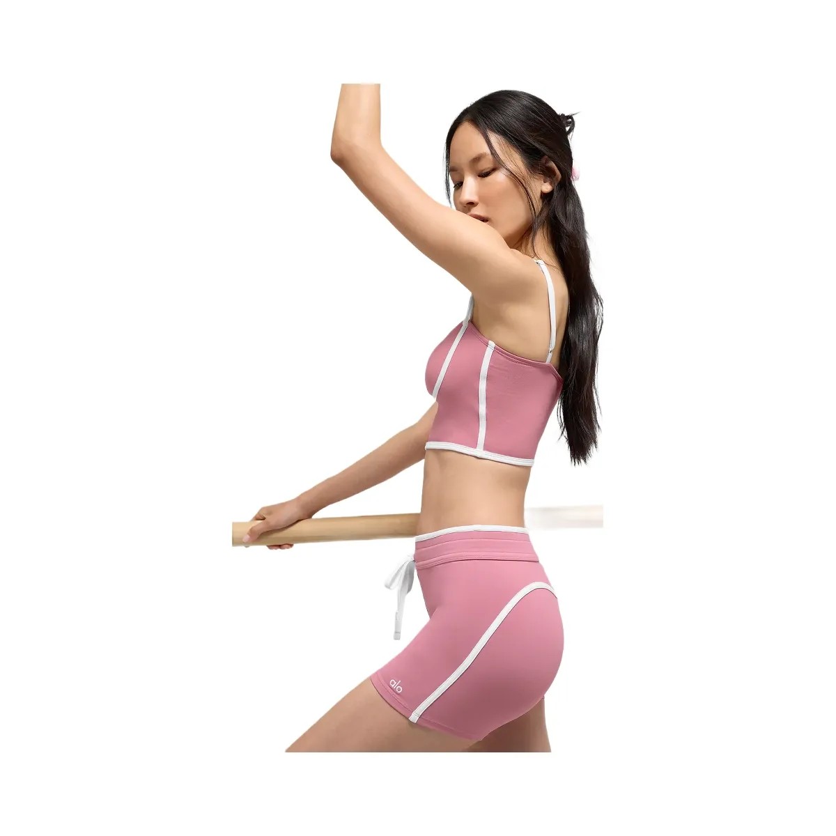 Alo Women's 4" Airbrush High-Waist Race Pace Short - Pink Wild Rose/White - HypeFly India View 4