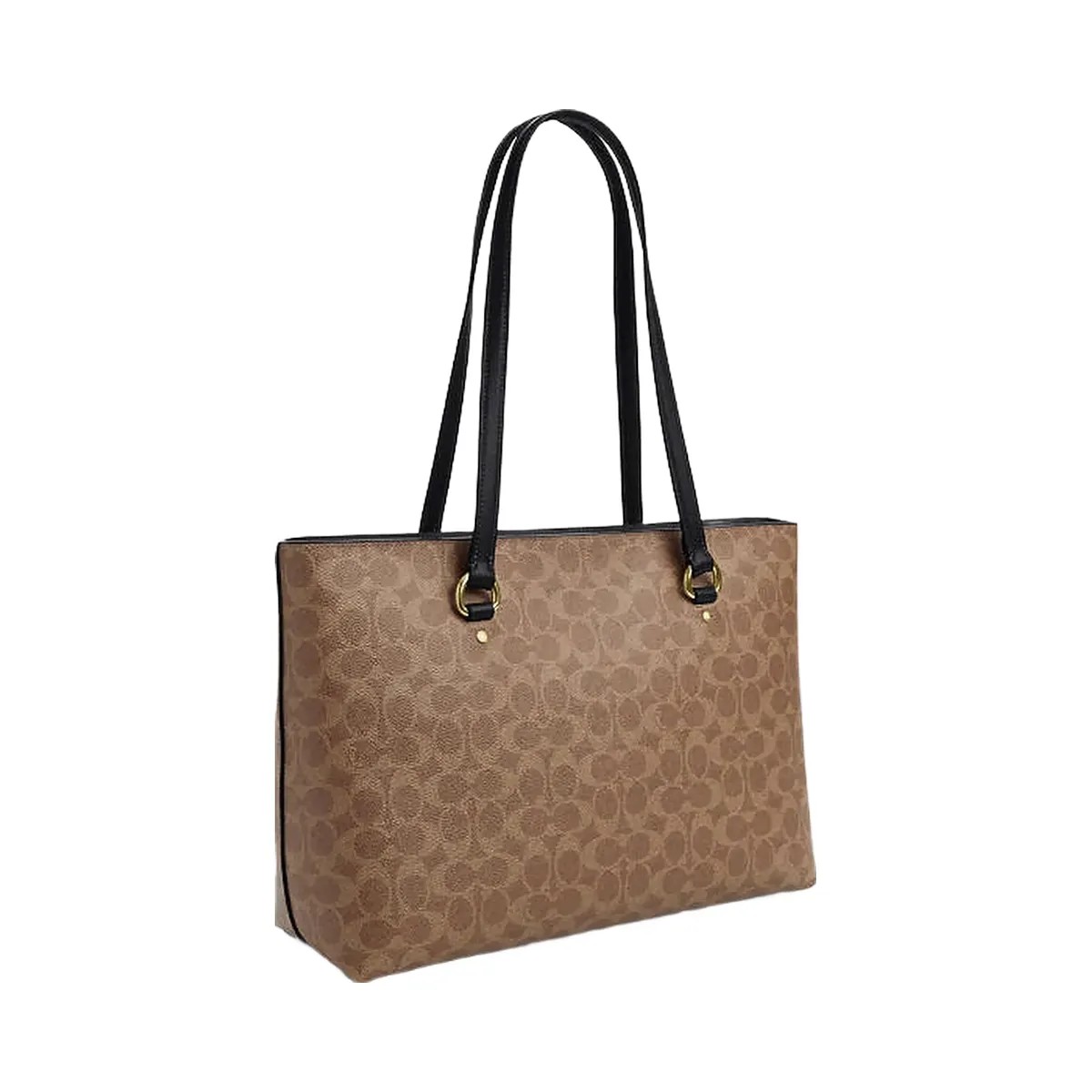 Coach Station Tote Bag In Signature Canvas Signature Canvas-Gold-Tan-Black - HypeFly India View 2