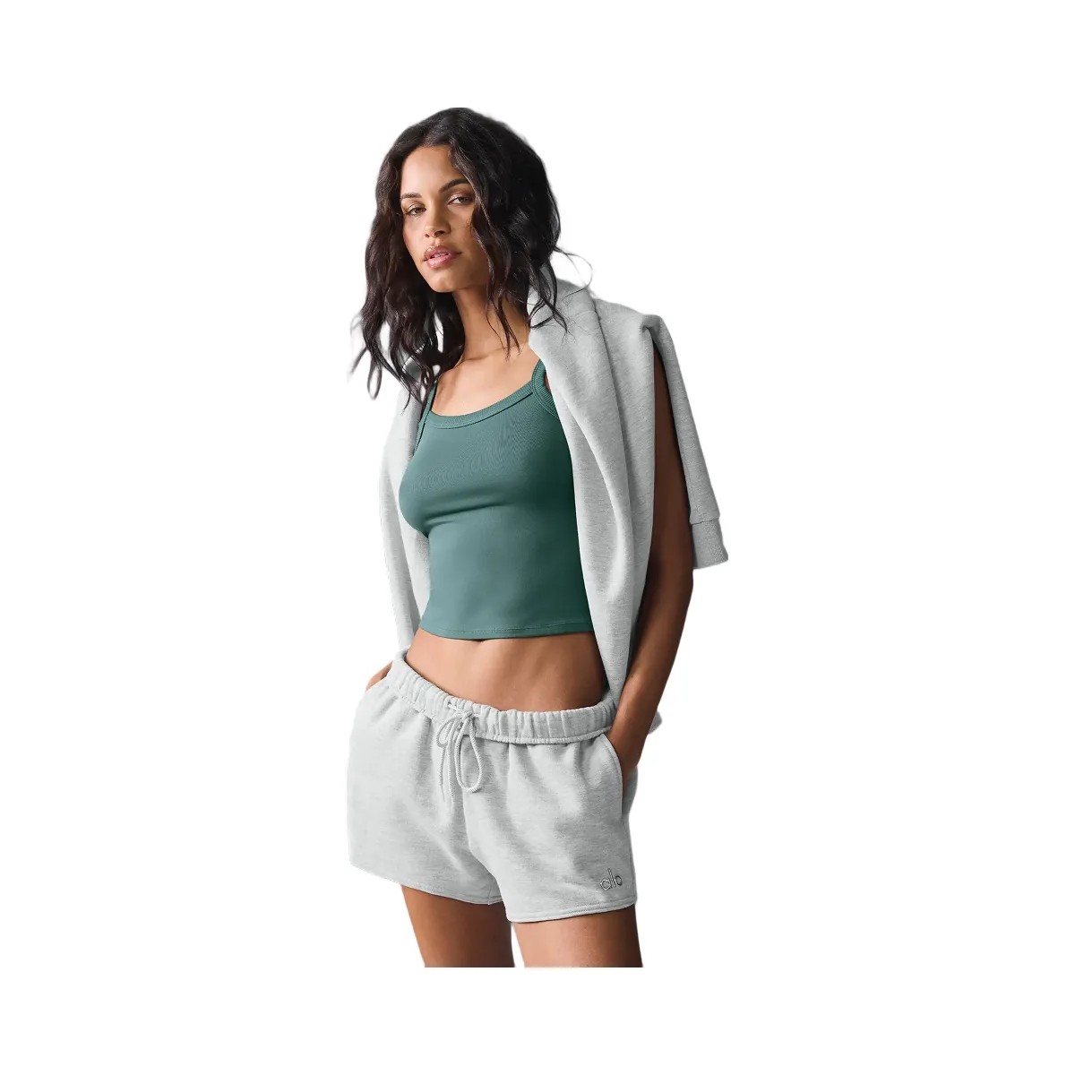 Alo Women's Accolade Short - Athletic Heather Grey - HypeFly India View 2