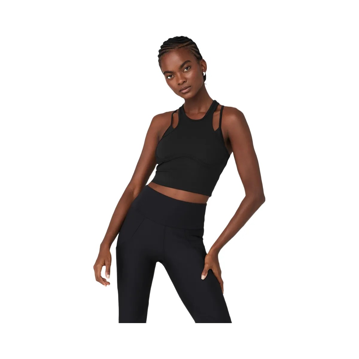 Alo Women's Ribbed Airlift Enchanted Bra Tank - Black - HypeFly India View 1