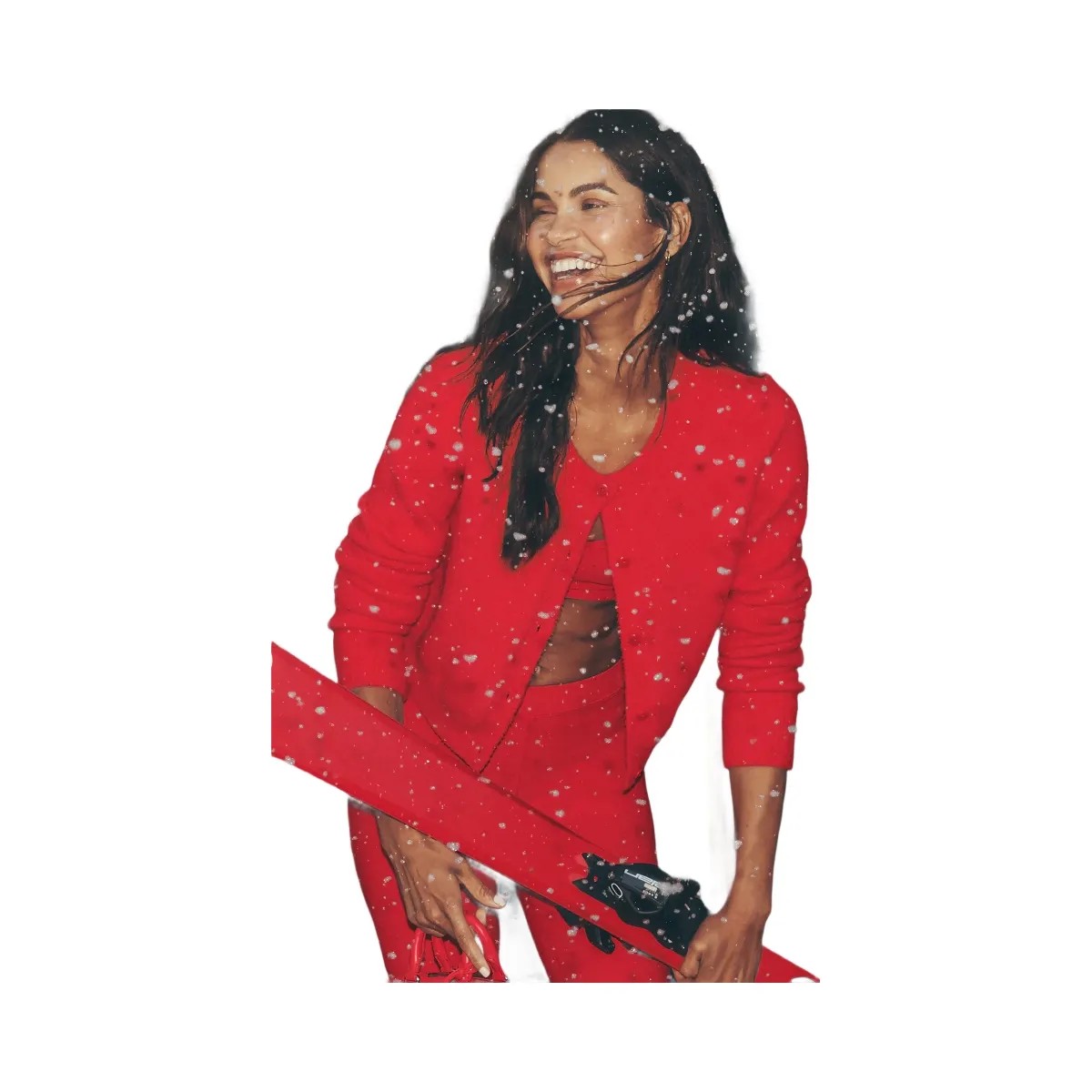 Alo Women's Snuggle Up Sweater Cropped Cardigan - Bright Red - HypeFly India View 5
