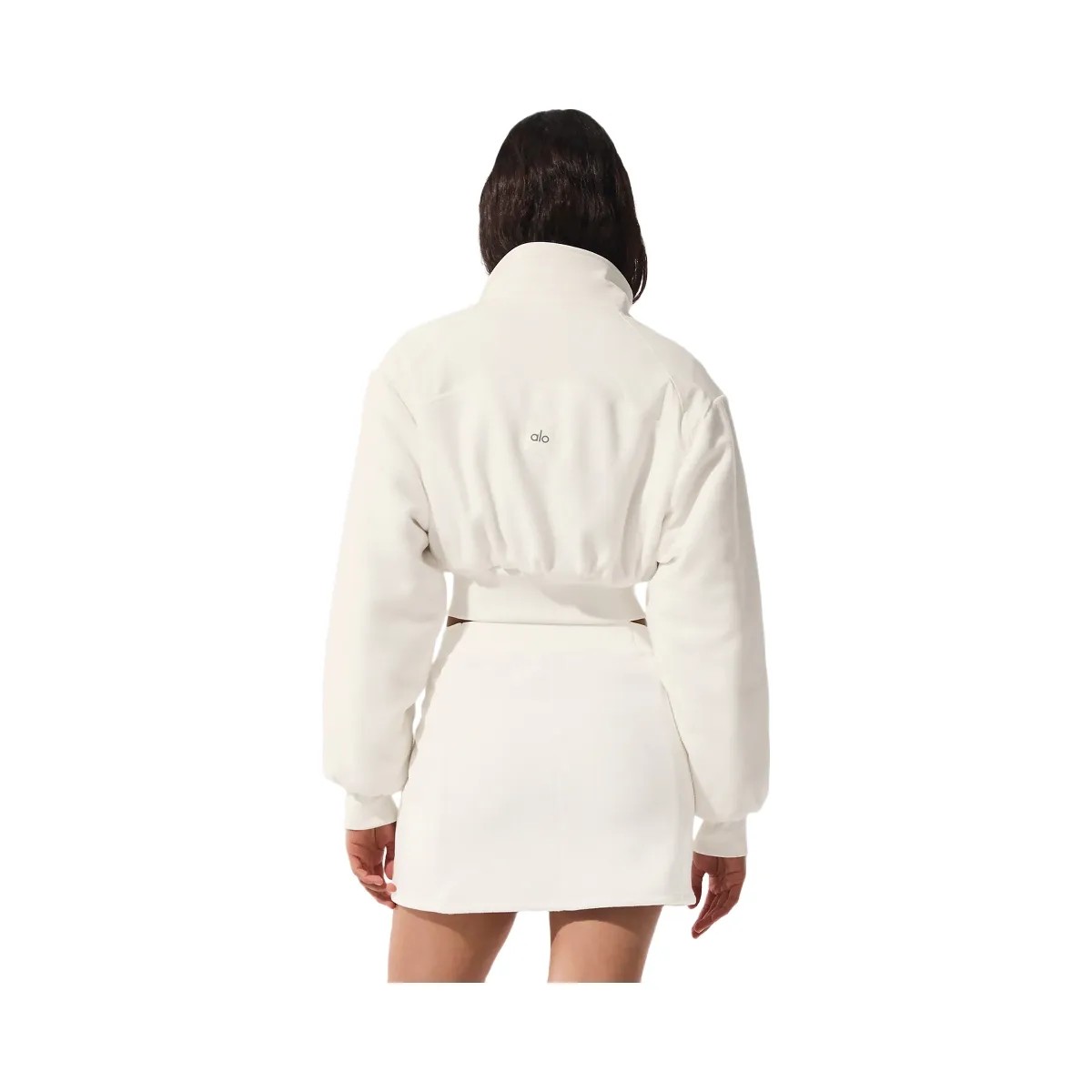 Alo Women's Polar Fleece Cropped Wintry Mix Jacket - Ivory - HypeFly India View 3