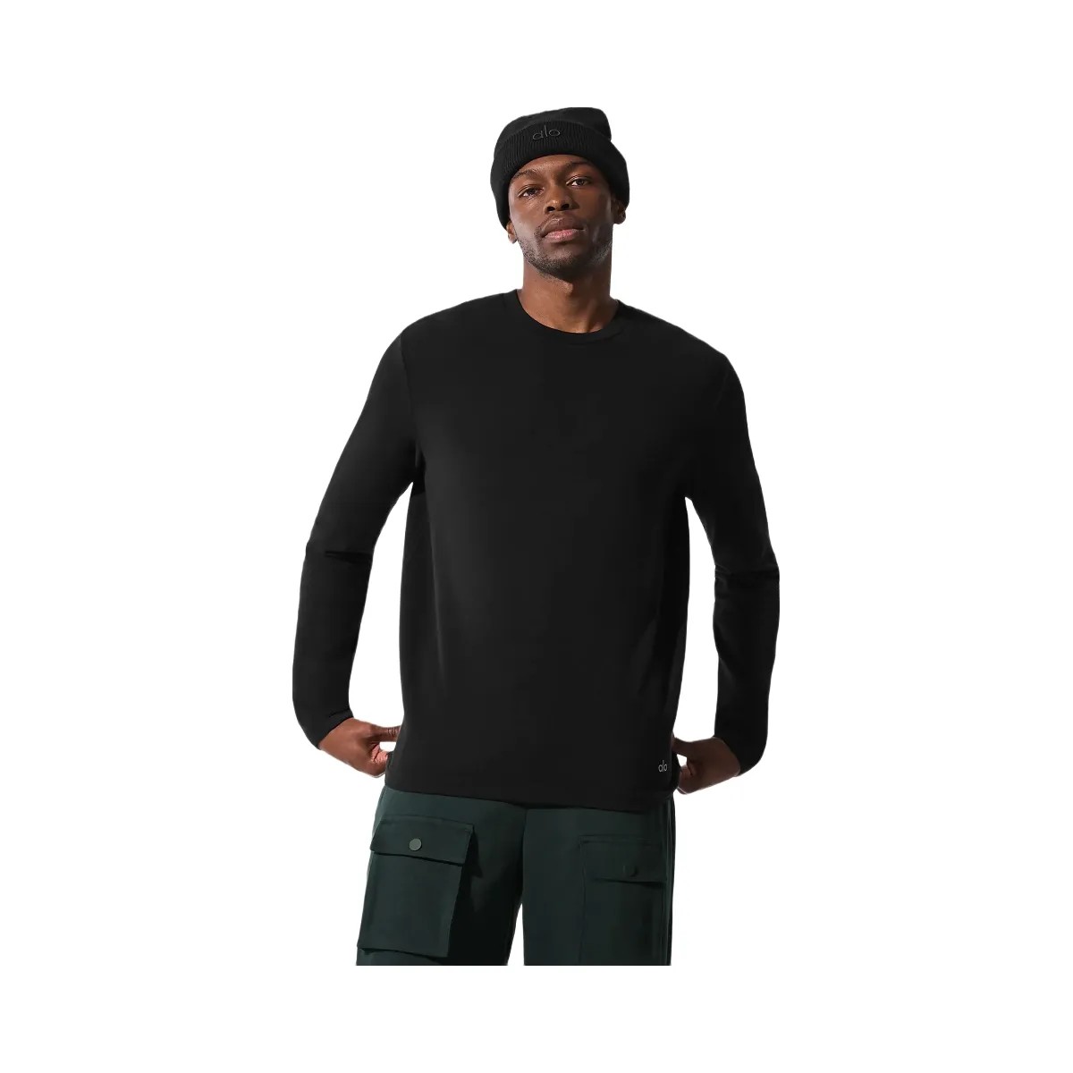 Alo Men's Double Take Long Sleeve Crew - Black - HypeFly India View 1
