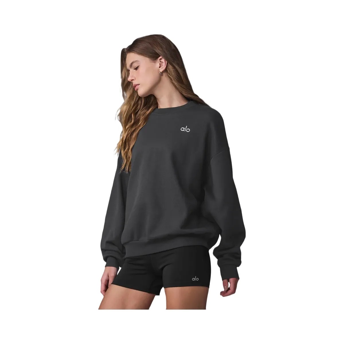 Alo Women's Accolade Crew Neck Pullover - Anthracite - HypeFly India View 1