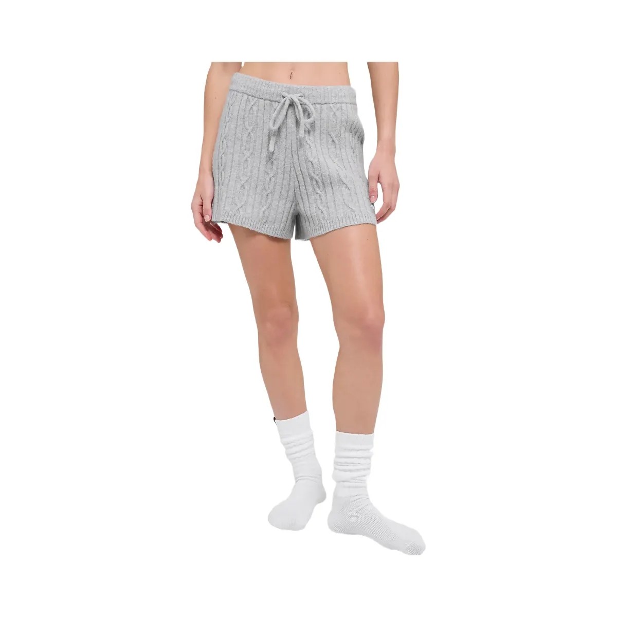 Alo Women's Cable Knit Winter Bliss Short - Athletic Heather Grey - HypeFly India View 1