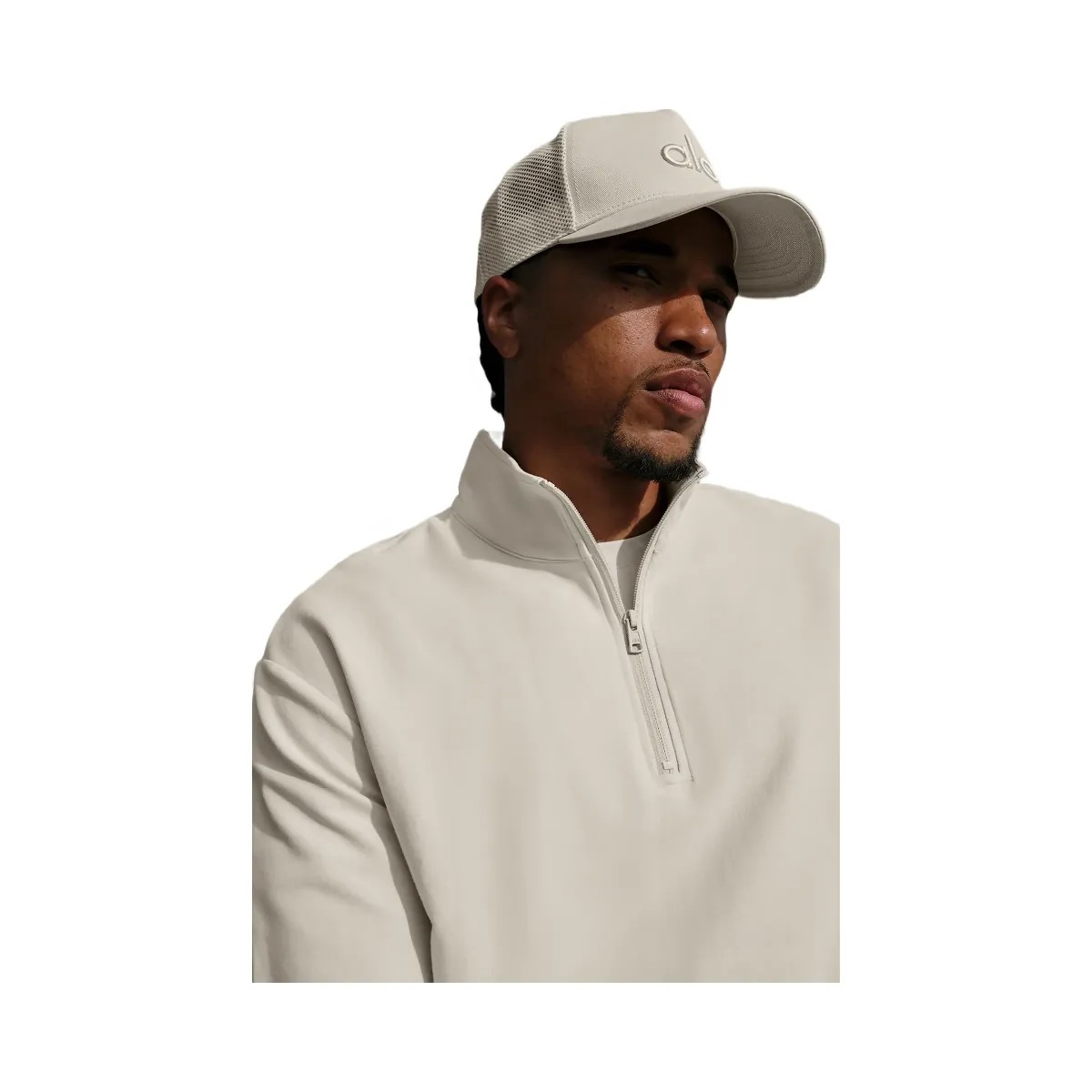 Alo Men's Double Take Long Sleeve 1/4 Zip - Bone - HypeFly India View 6