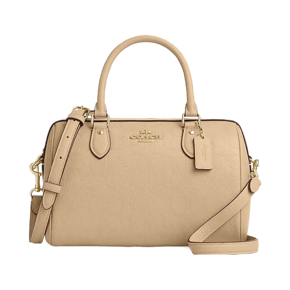 Coach Rowan Satchel Bag In Signature Leather Pebbled Leather-Im-Oat - HypeFly India View 1