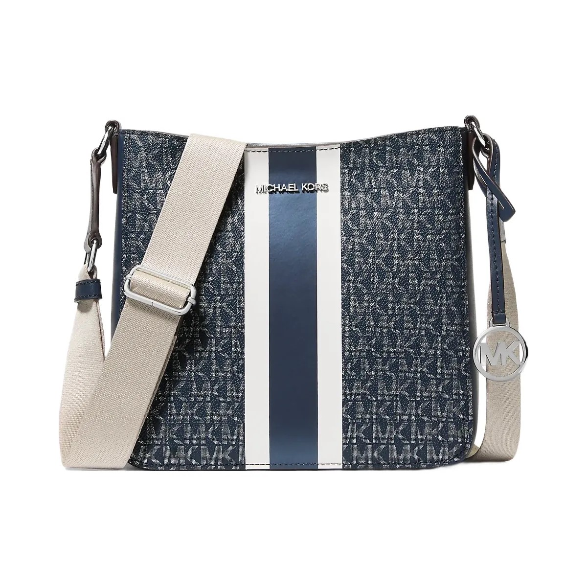 Michael Kors Jet Set Small Signature Logo Stripe Crossbody Bag Navy - HypeFly India View 1