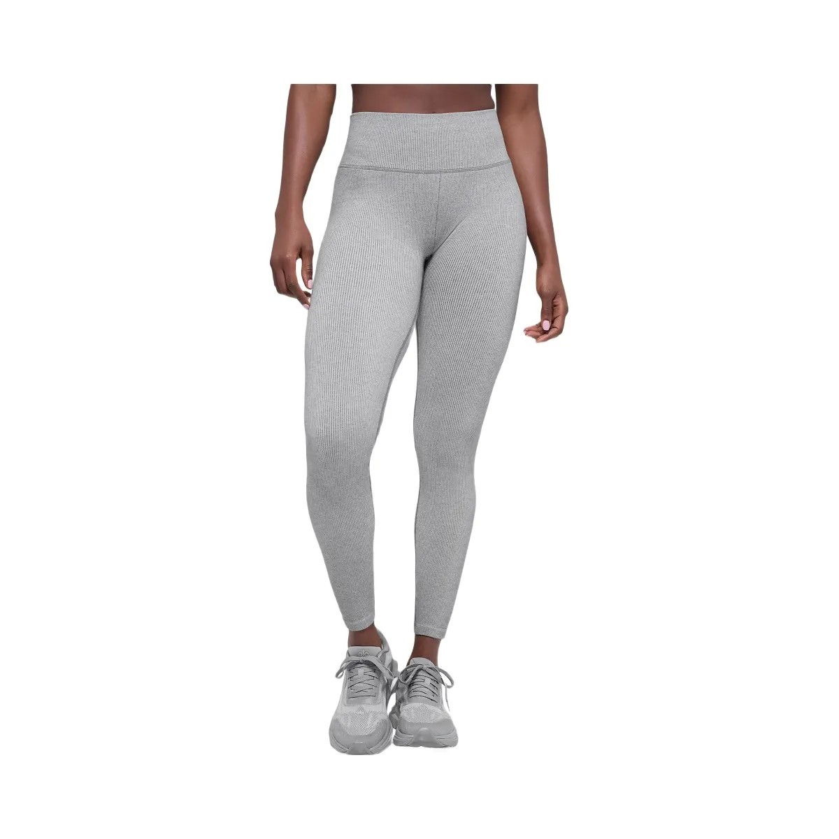Alo Women's Seamless High-Waist Two Tone Rib Legging - Light Misty Grey Heather - HypeFly India View 1