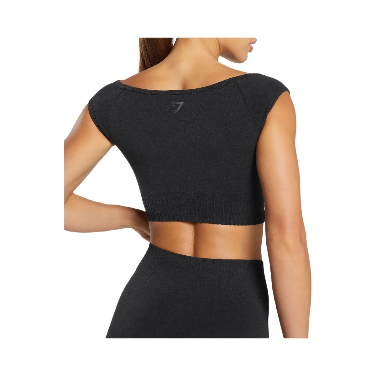 Gymshark Luxe Seamless Boat Neck Crop Top - Coal Marl - HypeFly India View 4