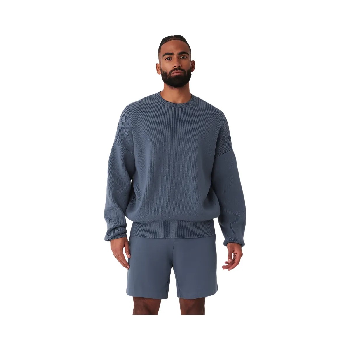 Alo Men's Scholar Crew Neck Sweater - Bluestone - HypeFly India View 1