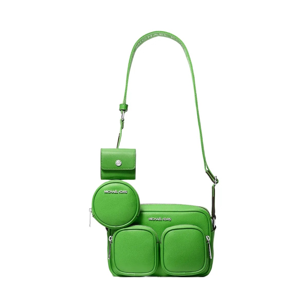 Michael Kors Jet Set Leather Medium Crossbody Bag with Case for Apple Airpods Pro® Jungle - HypeFly India View 1