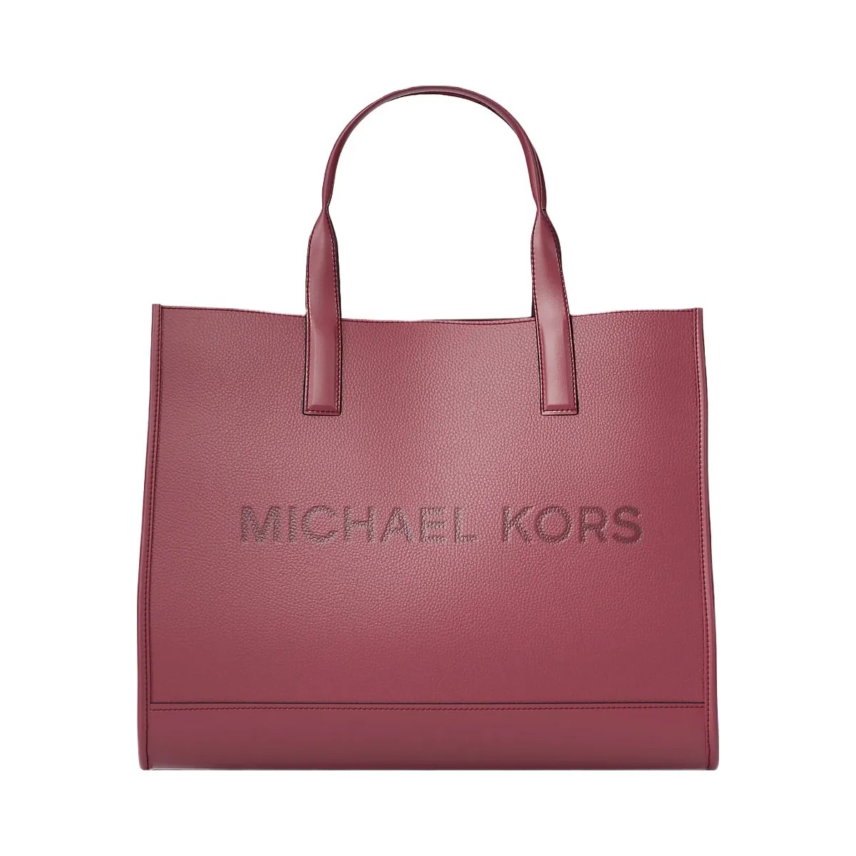 Michael Kors Cooper Logo Embossed Pebbled Leather Tote Bag Cherry - HypeFly India View 1