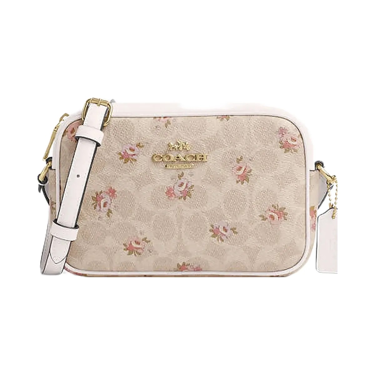 Coach Mini Jamie Camera Bag In Signature Canvas With Floral Print Gold-Sand Multi - HypeFly India View 1