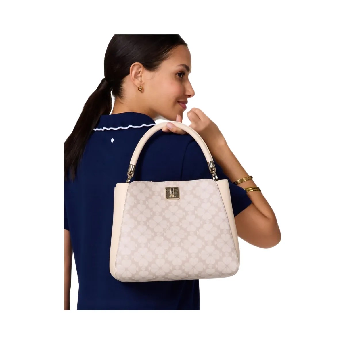 Kate Spade Flower Pvc Medium Top Handle Satchel Dark Beige Multi - HypeFly India View 2