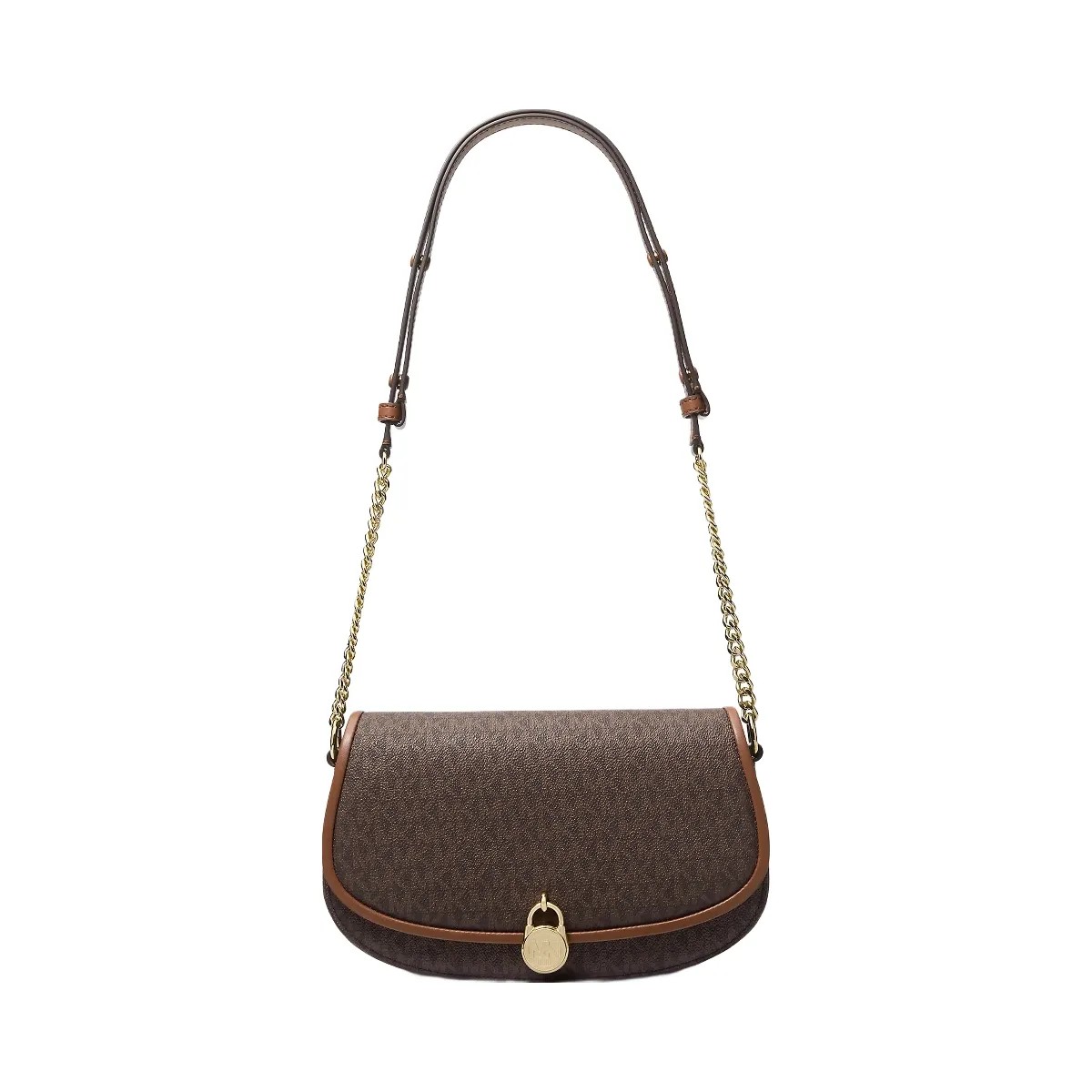 Michael Kors Mila Medium Signature Logo Messenger Bag Brown - HypeFly India View 1