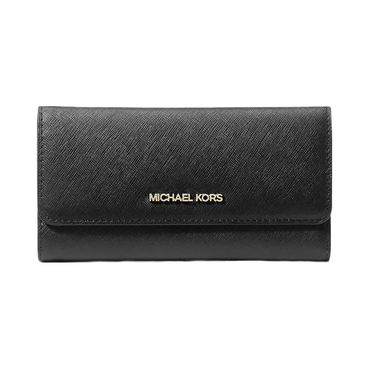 Michael Kors Jet Set Travel Crossgrain Leather Tri-Fold Wallet Black - HypeFly India View 1