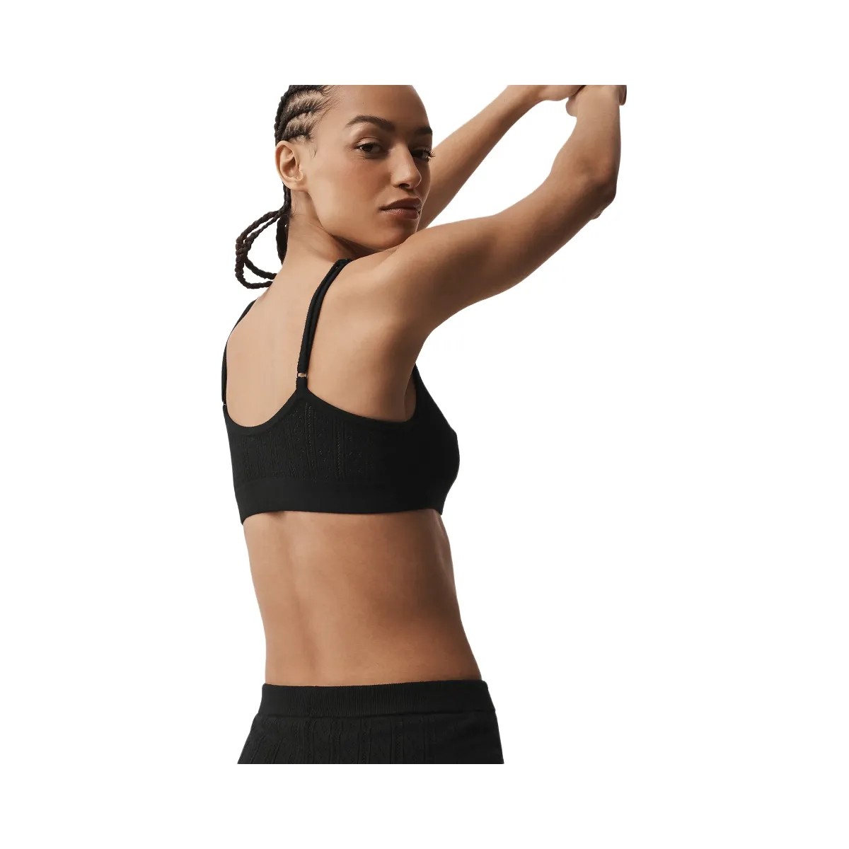 Alo Women's Pointelle Sweater Be Mine Bra - Black - HypeFly India View 3