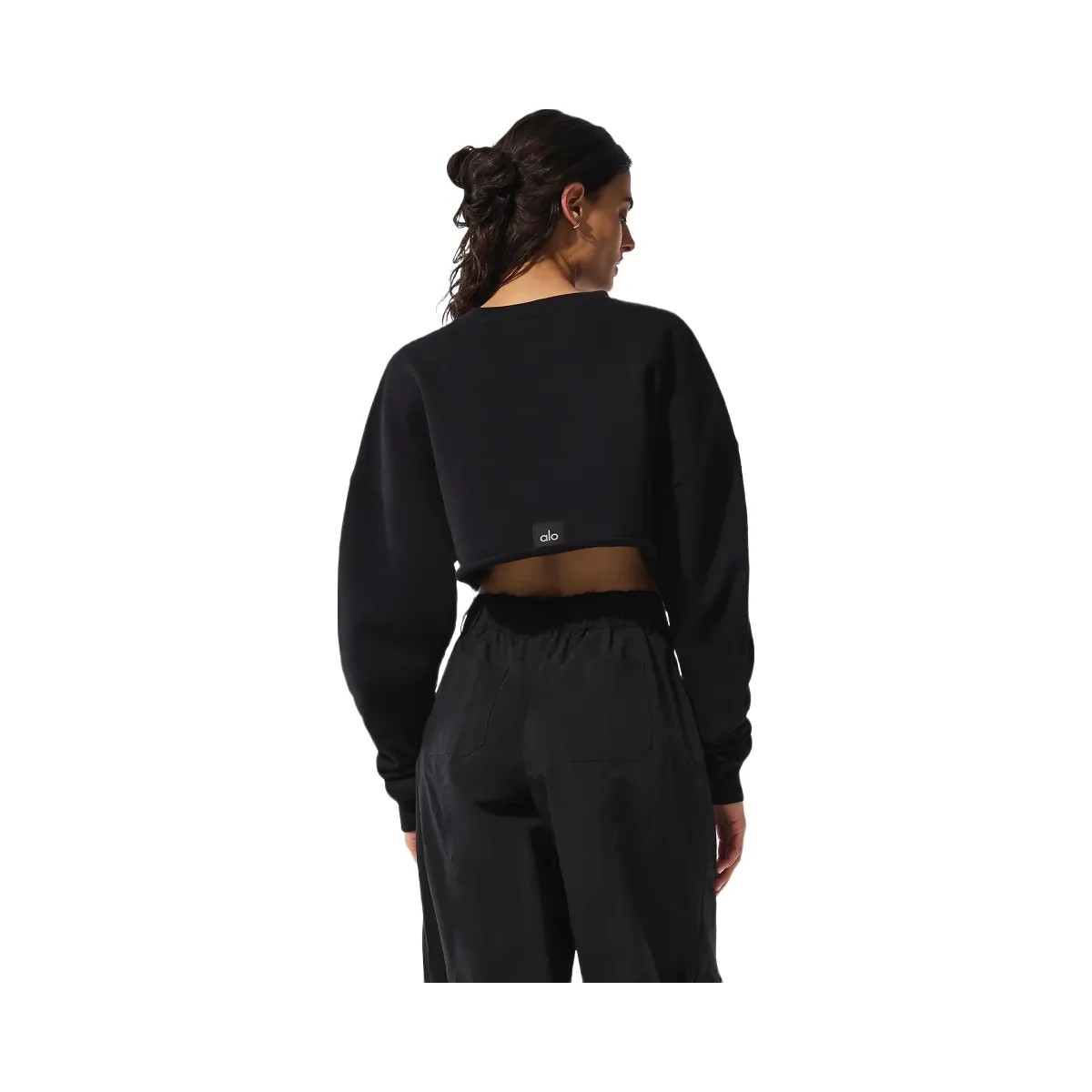 Alo Women's Extreme Cropped Pullover - Black - HypeFly India View 3