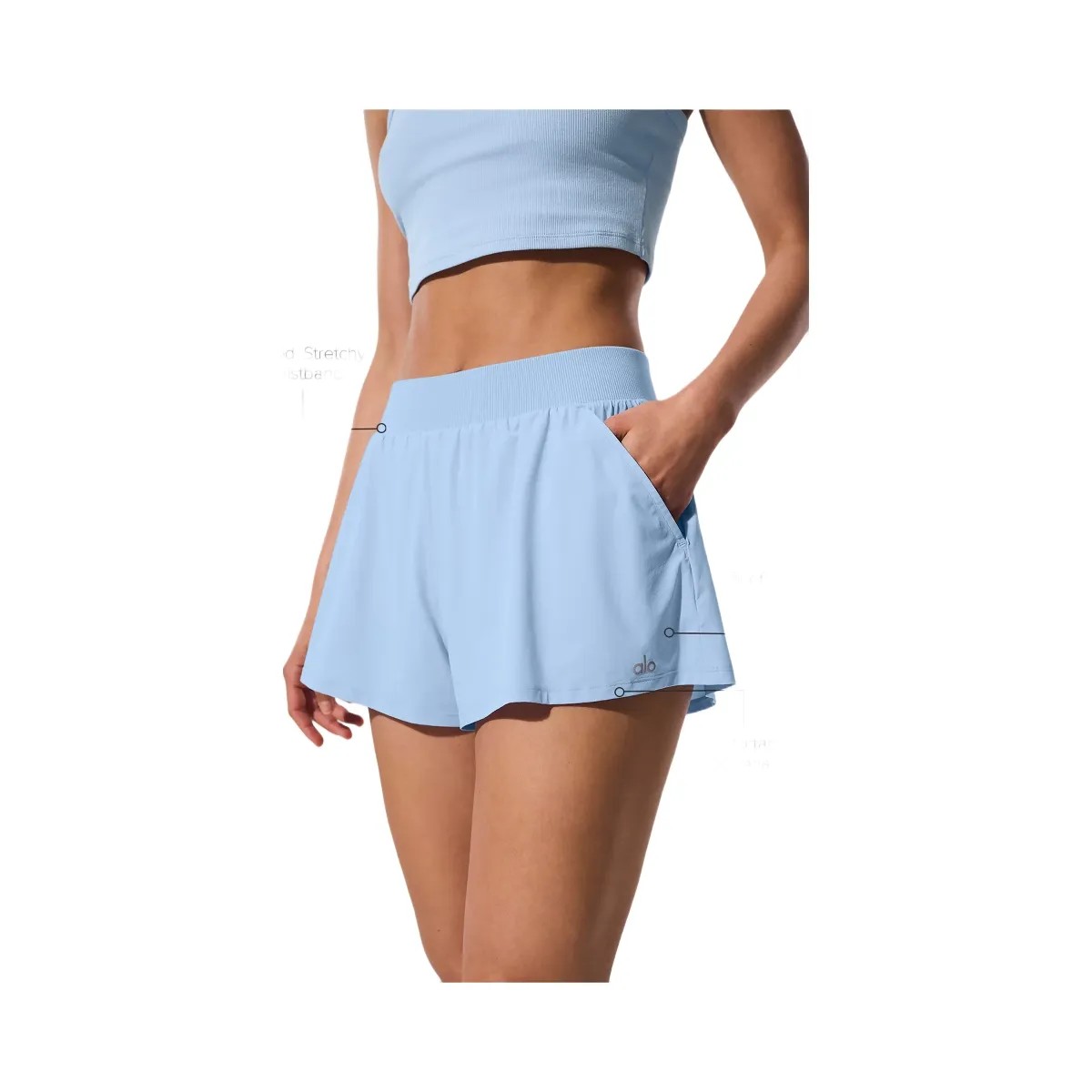 Alo Women's Breezy Short - Seashell Blue - HypeFly India View 1