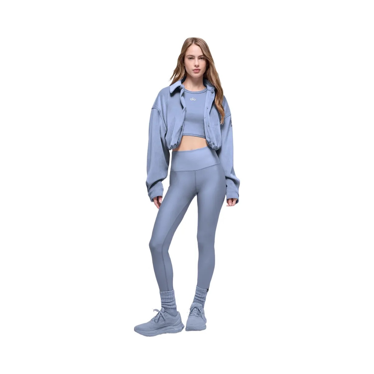 Alo Women's Ribbed Velour Cropped Mountain Side Jacket - Winter Frost - HypeFly India View 1