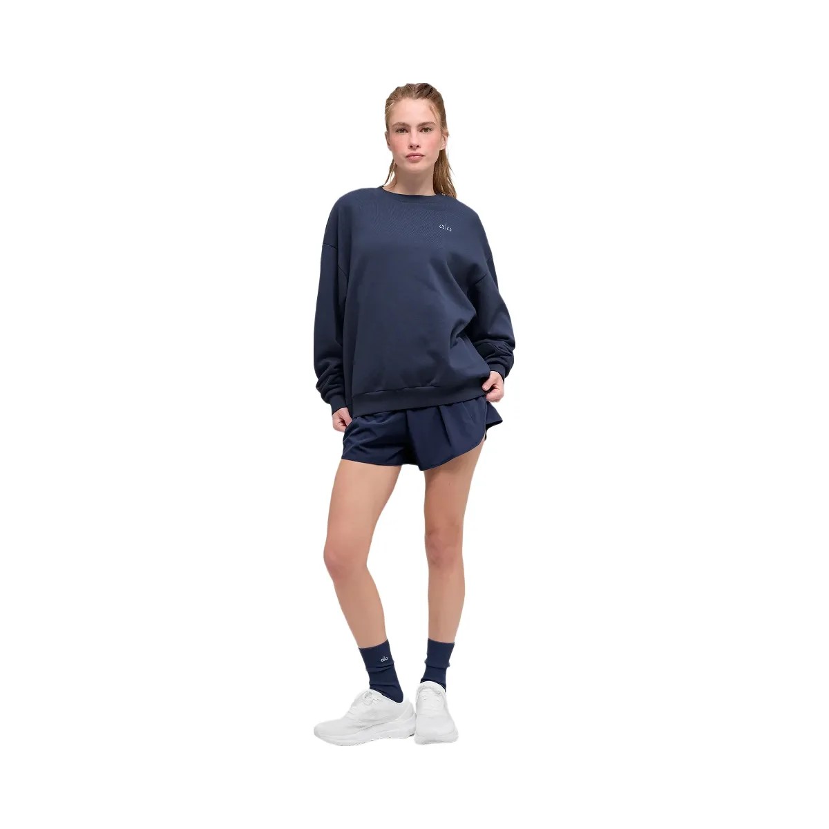 Alo Women's Accolade Crew Neck Pullover - Navy - HypeFly India View 4