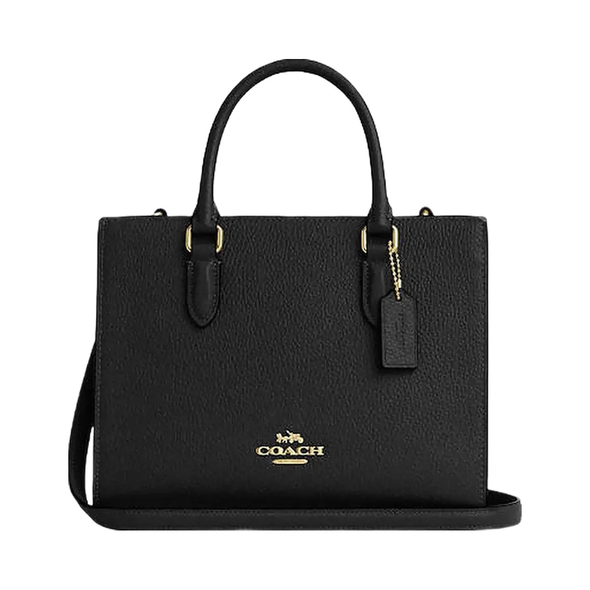 Coach Maggie Small Tote Bag Pebbled Leather-Gold-Black - HypeFly India View 1