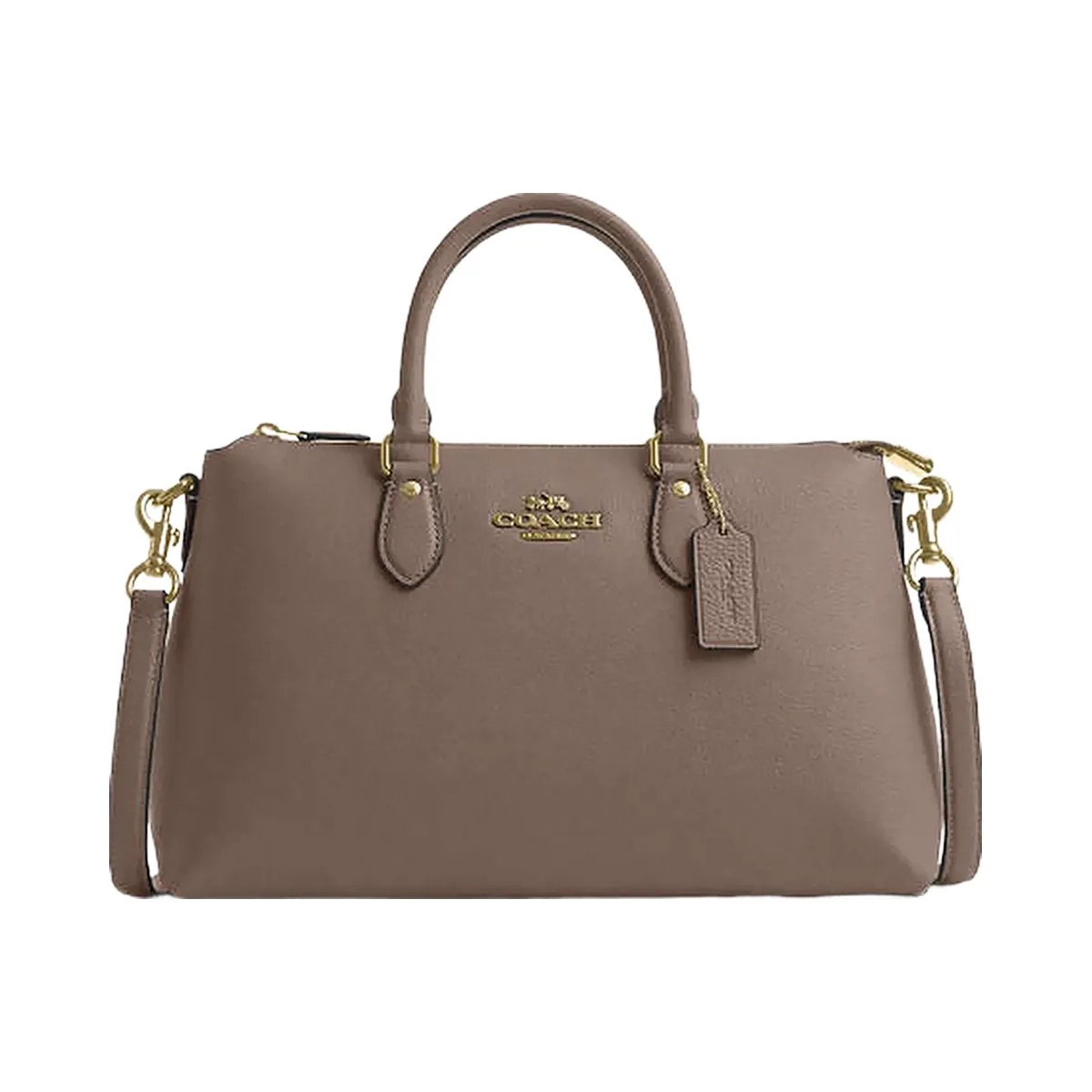 Coach Georgia Satchel Bag Pebbled Leather-Gold-Dark Stone - HypeFly India View 1