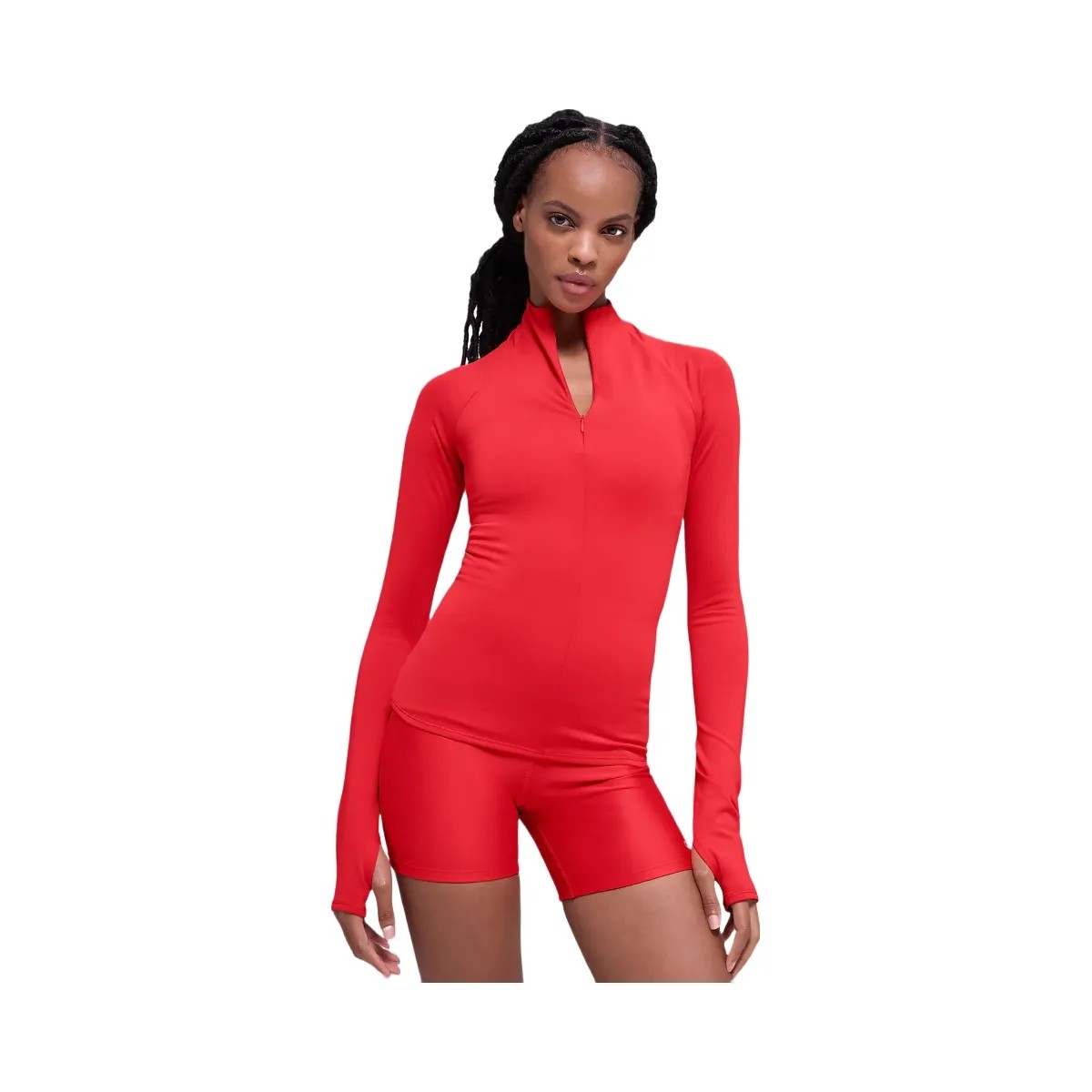 Alo Women's Airlift Winter Warm 1/4 Zip Long Sleeve - Bright Red - HypeFly India View 1