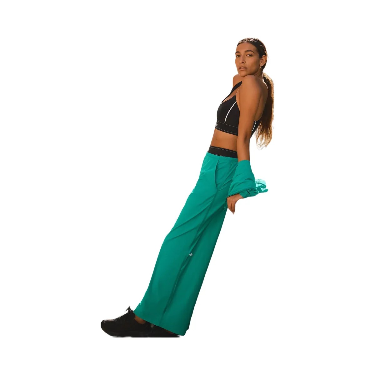 Alo Women's Breezy Wide Leg Pant (Long) - Spruce Green - HypeFly India View 5