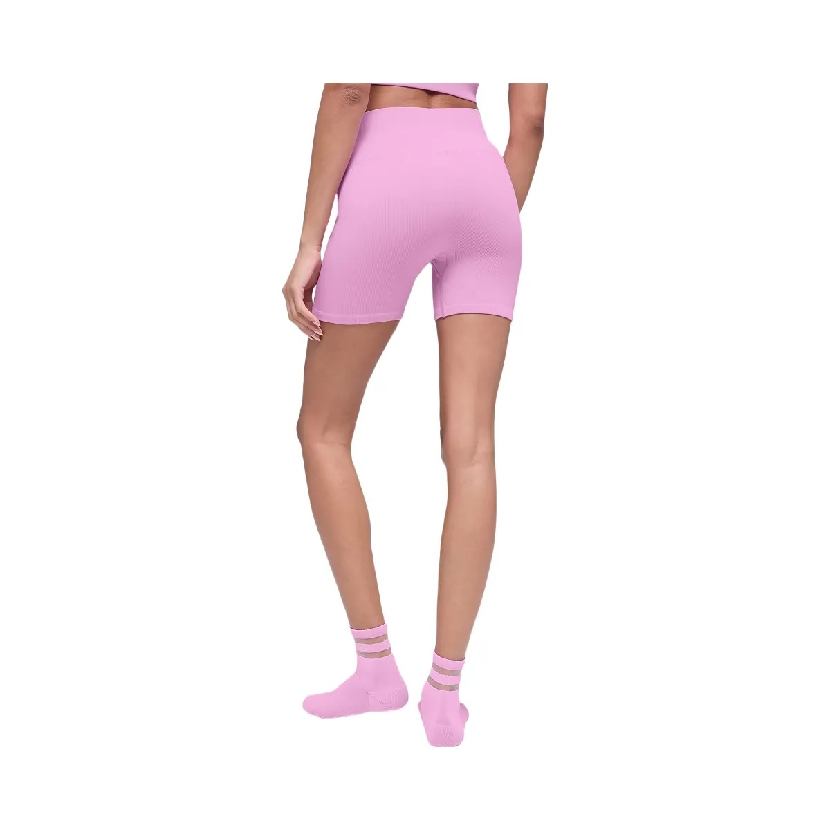 Alo Women's 5" Seamless Ribbed Favorite Short - Candy Heart Pink - HypeFly India View 3