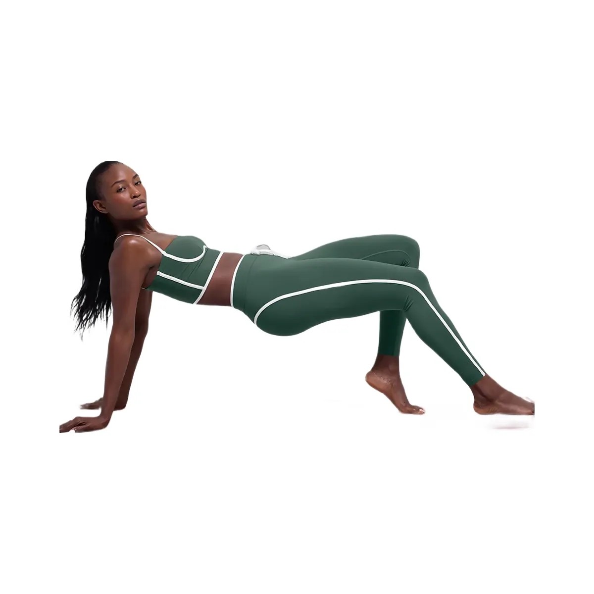 Alo Women's Airbrush High-Waist Race Pace 7/8 Legging - Clover Green/White - HypeFly India View 3