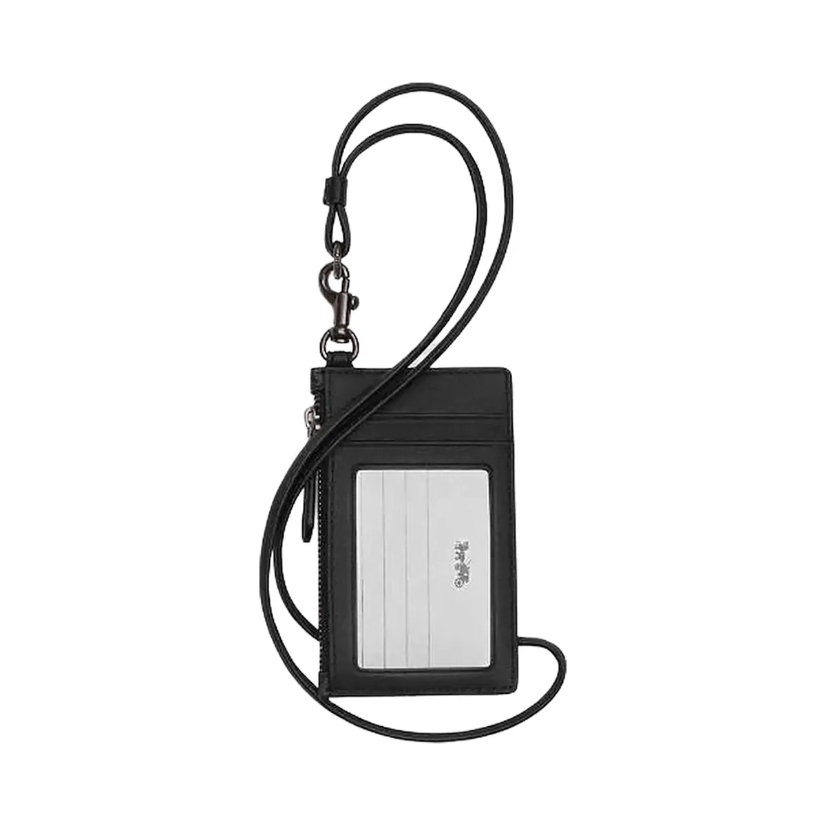Coach Zip Lanyard Card Case In Signature Canvas Signature Canvas-Gunmetal-Charcoal-Black - HypeFly India View 1