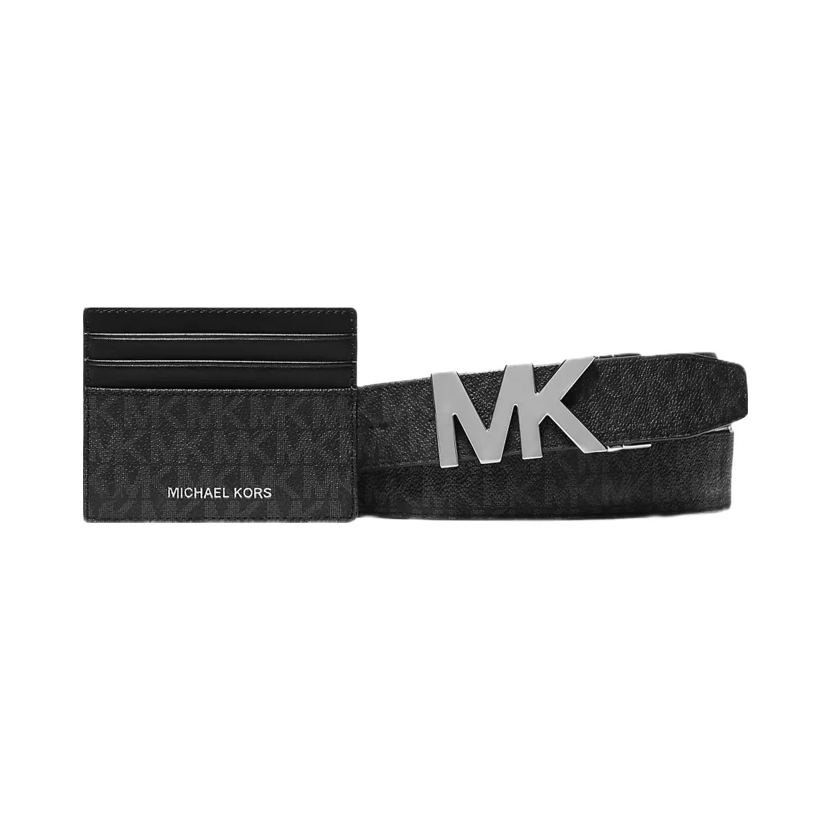 Michael Kors Signature Logo Card Case and Belt Gift Set Black - HypeFly India View 1