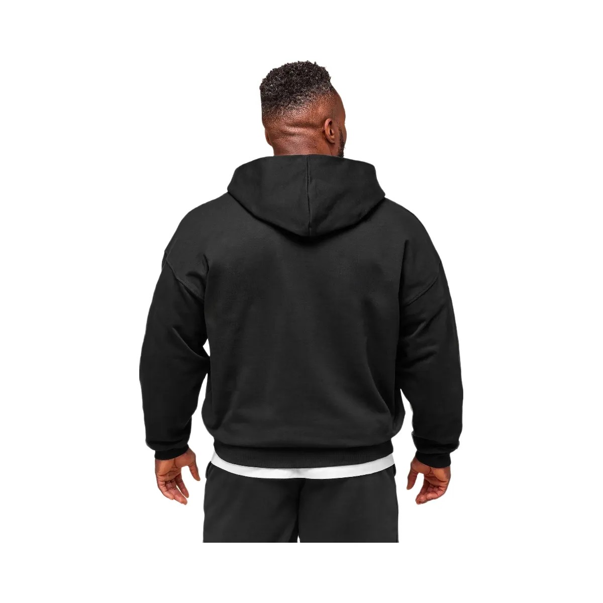 Gymshark Collegiate Script Zip Up Hoodie - Black/White - HypeFly India View 2