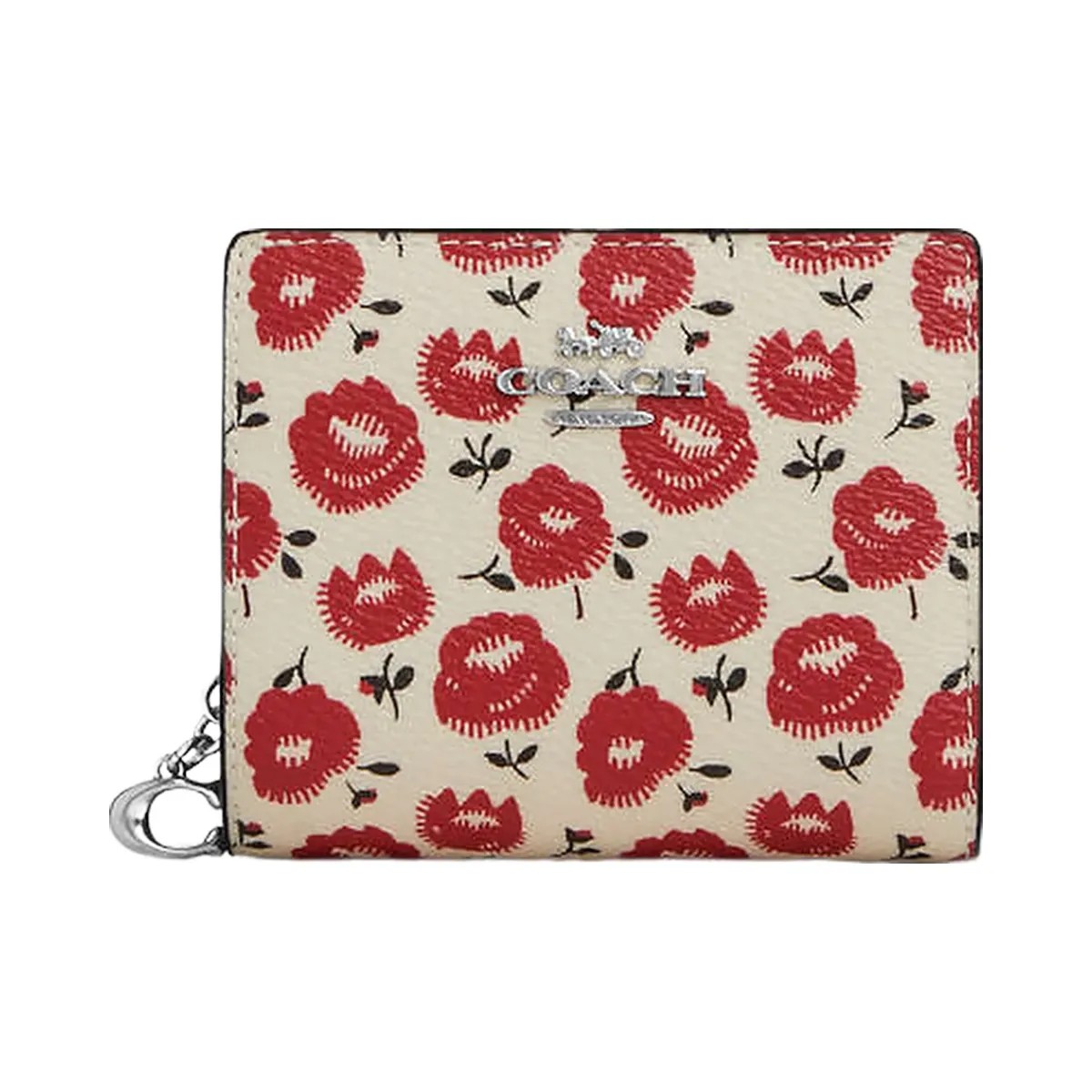 Coach Snap Wallet With Floral Print Silver-Chalk-Black Multi - HypeFly India View 4