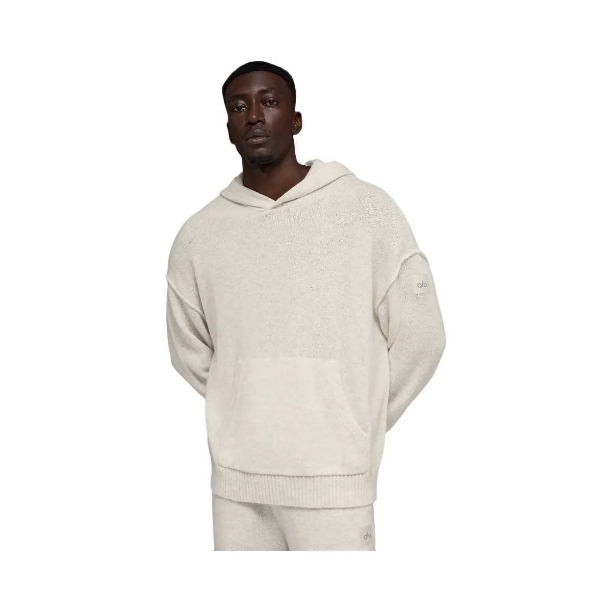 Alo Men's Wool Cashmere New Class Hoodie - Bone Heather - HypeFly India View 1