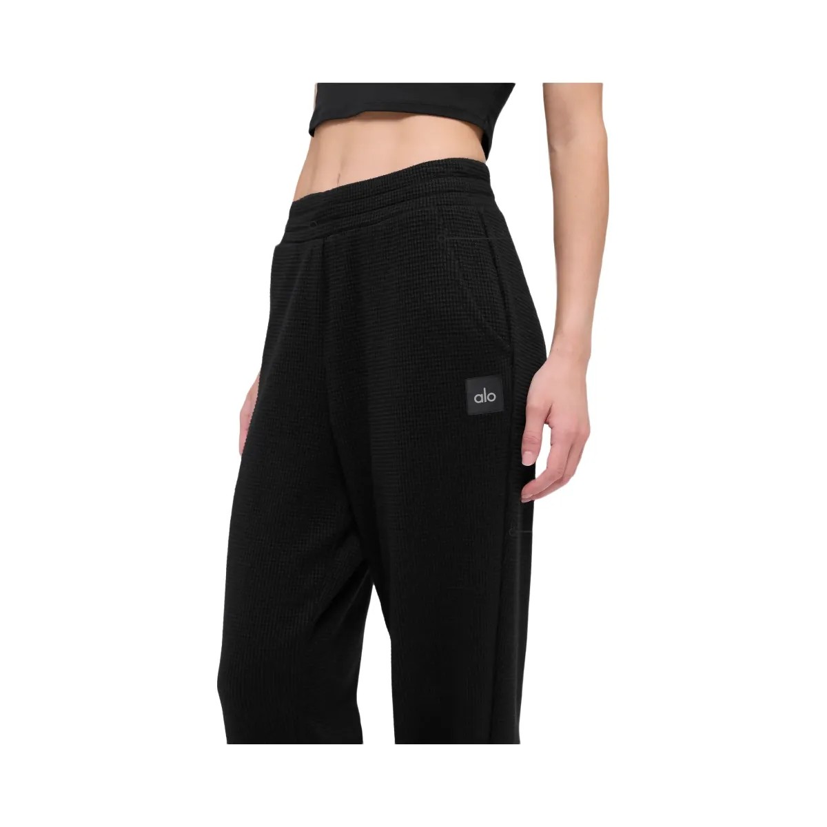 Alo Women's Waffle Weekend Escape Jogger - Black - HypeFly India View 2
