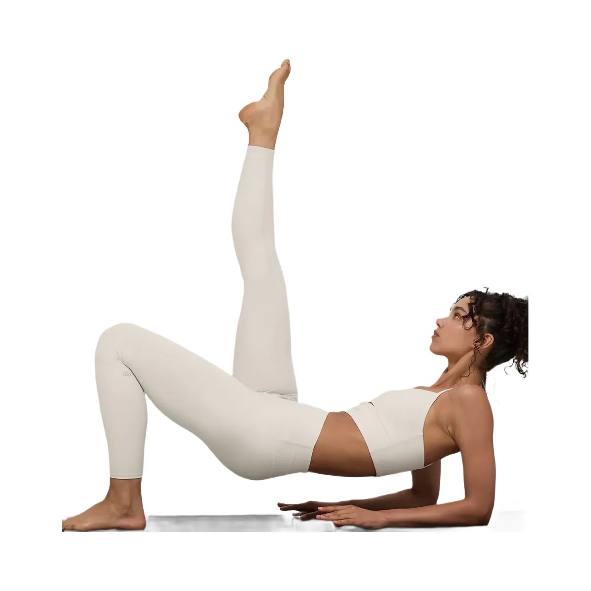 Alo Women's Alosoft High-Waist 7/8 Highlight Legging - Bone - HypeFly India View 6