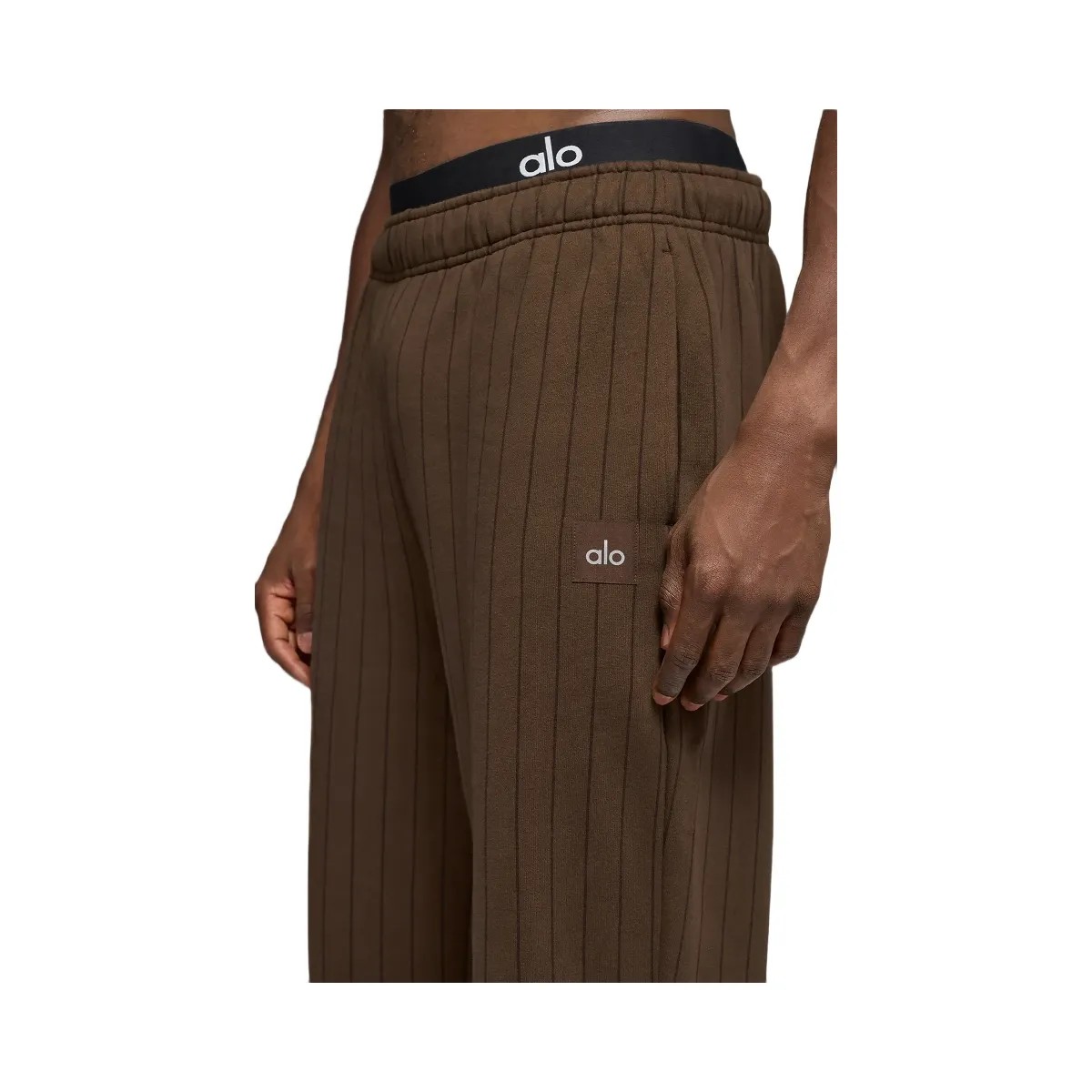 Alo Men's Pinstripe Straight Leg Sweatpant - Espresso Pinstripe - HypeFly India View 3