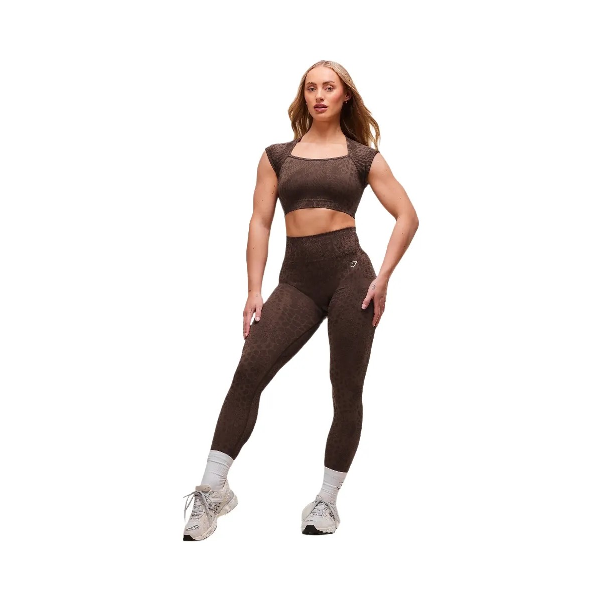 Gymshark Adapt Animal X Whitney Seamless Crop Top - Brown - HypeFly India View 5